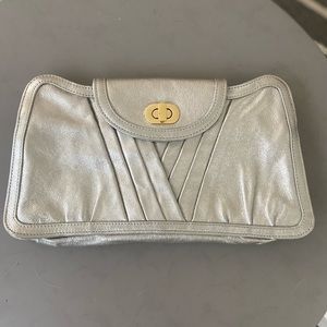 Treesje Silver Clutch w/ gold trim